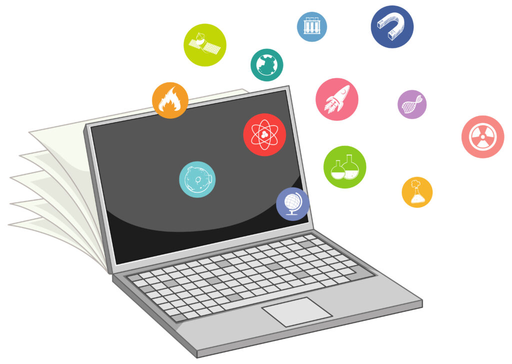 Home laptop with education icon isolated